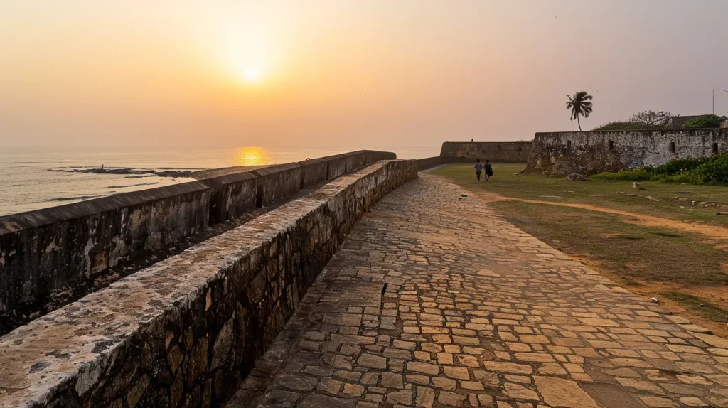 Sri Lanka travel notes — Galle Fort ramparts at evening sunset